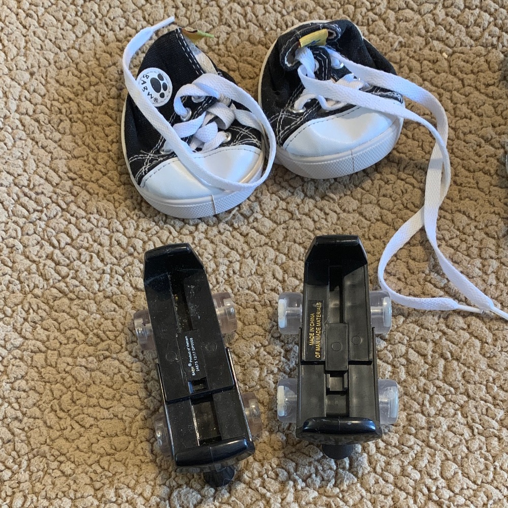Build-A-Bear Black and White Sneaker Set and skates
